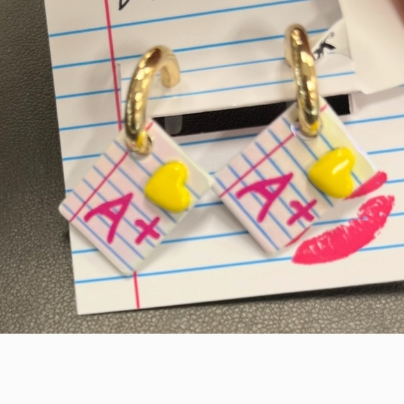 🔹️ Betsey Johnson🔹️ Adorable A+ School Themed Huggie Earrings - Picture 3 of 5